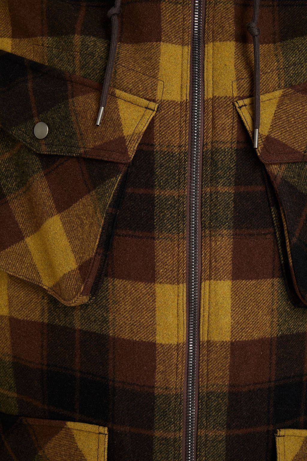 KENZO Checked wool-blend flannel coat