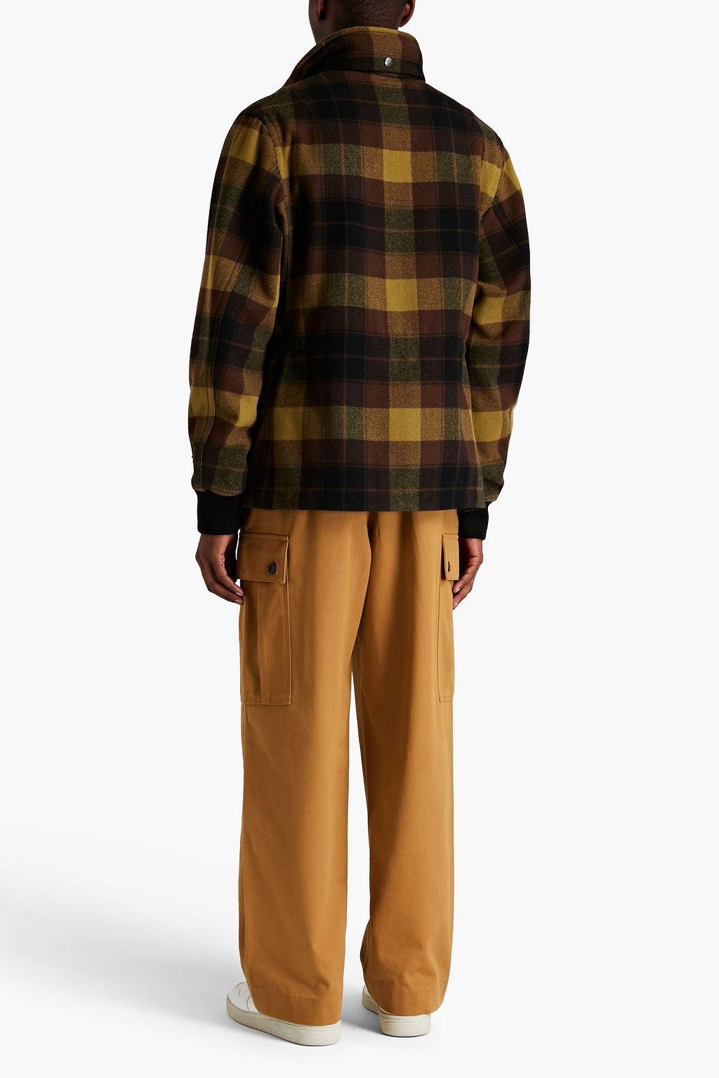 KENZO Checked wool-blend flannel coat
