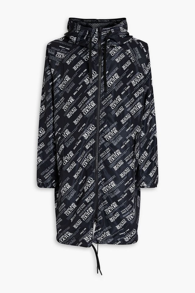 Oversized logo-print shell hooded jacket