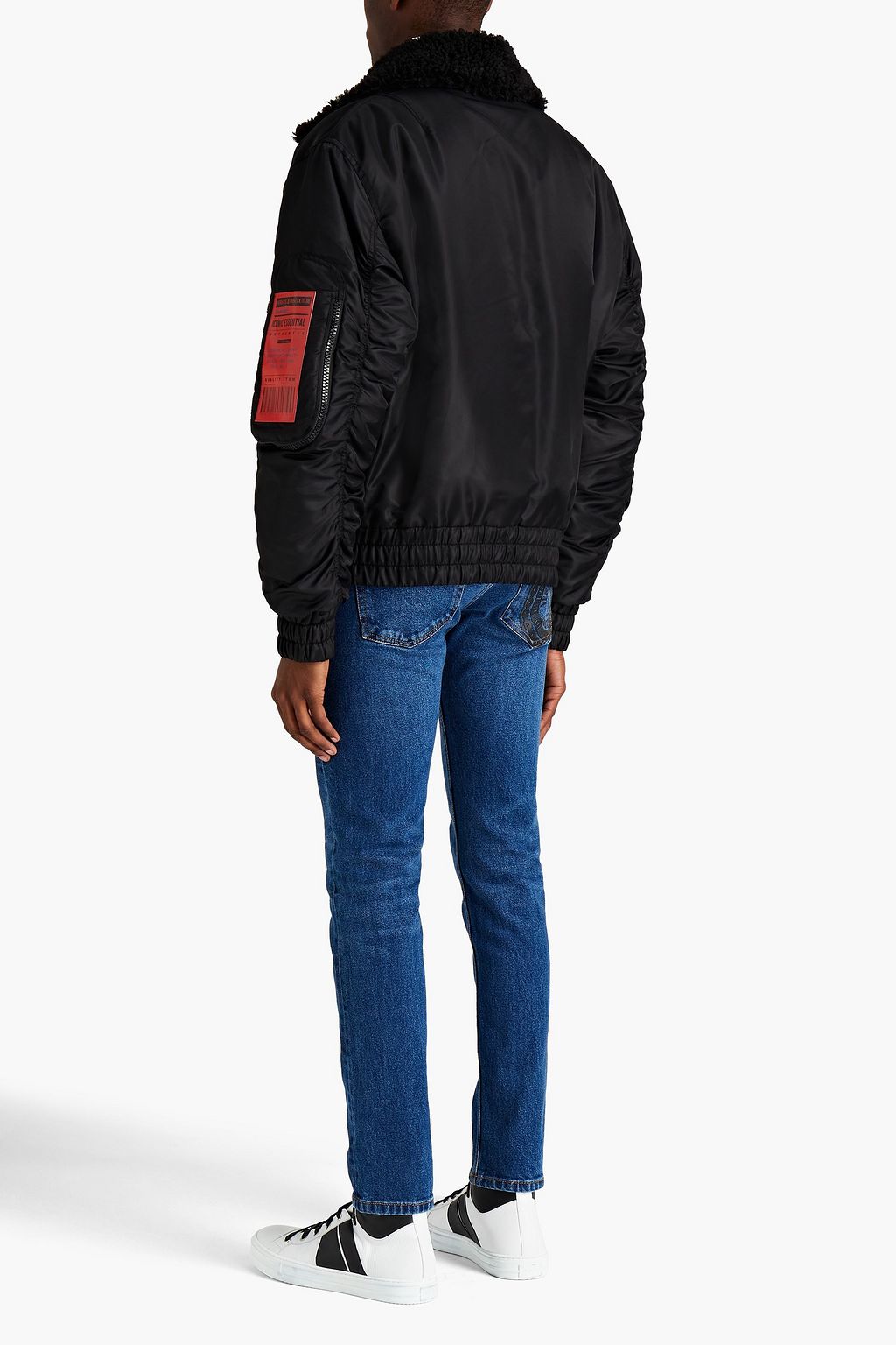 VERSACE JEANS COUTURE Oversized logo-appliquéd color-block shell bomber jacket
