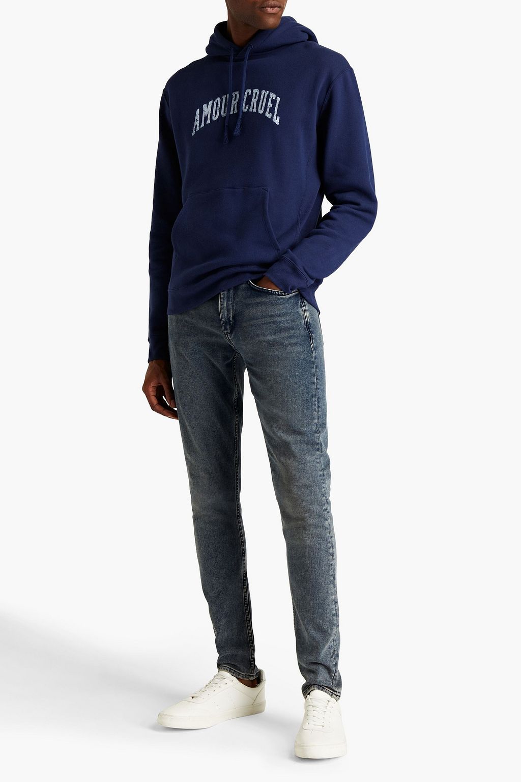 SAINT LAURENT Printed cotton-jersey hoodie