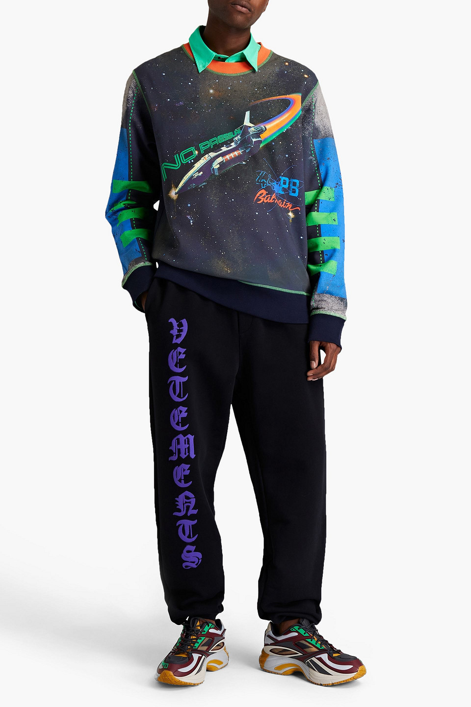 Vetements Man Logo-print French Cotton-blend Terry Sweatpants