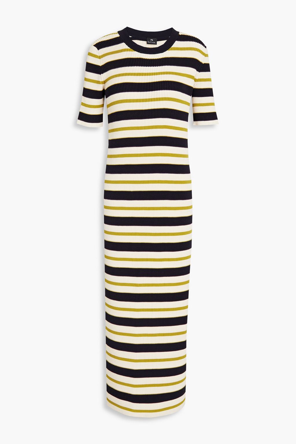 Paul Smith - Striped Ribbed Cotton Midi Dress White - M