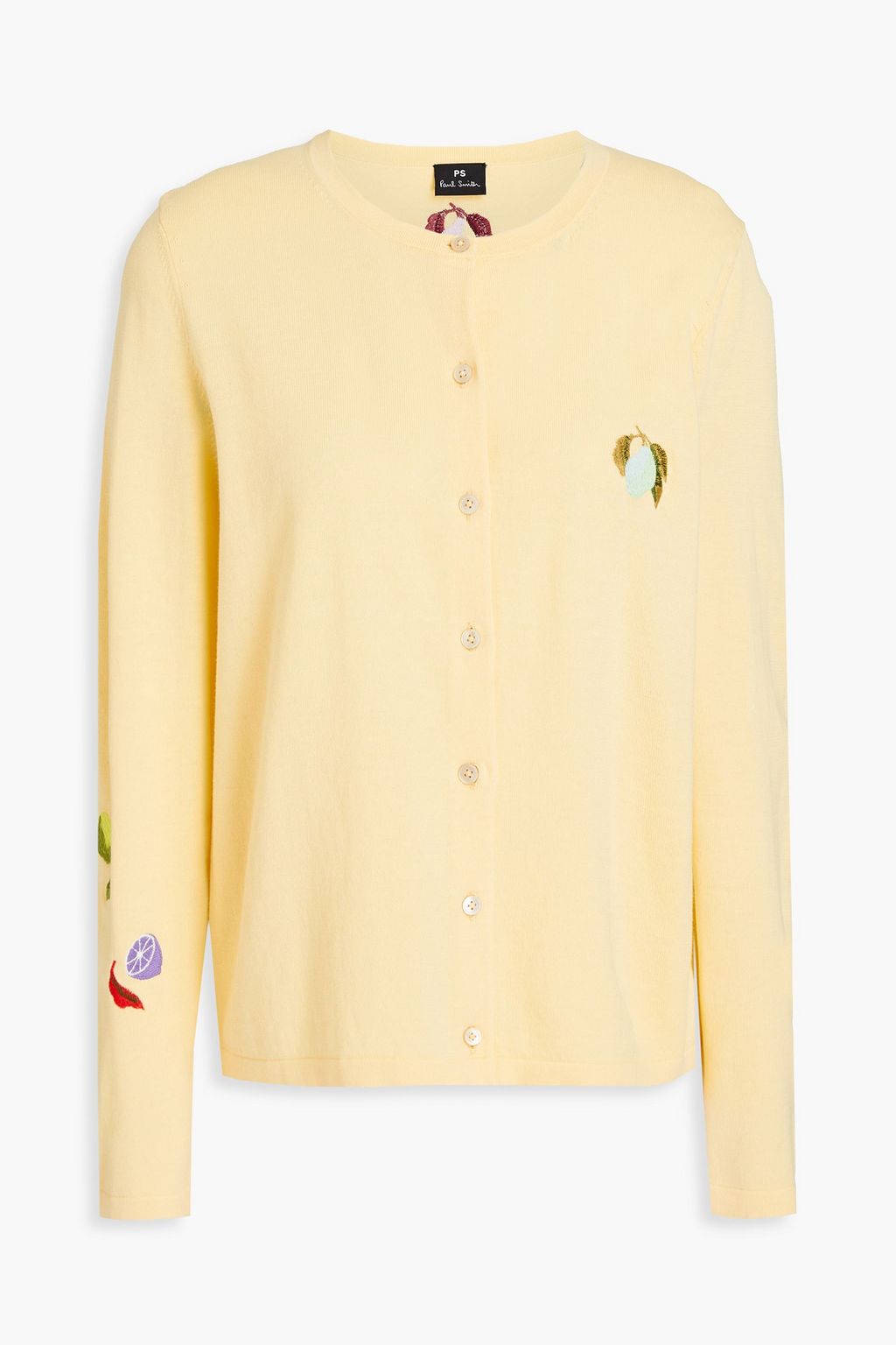 Pastel yellow Embroidered cotton-blend 