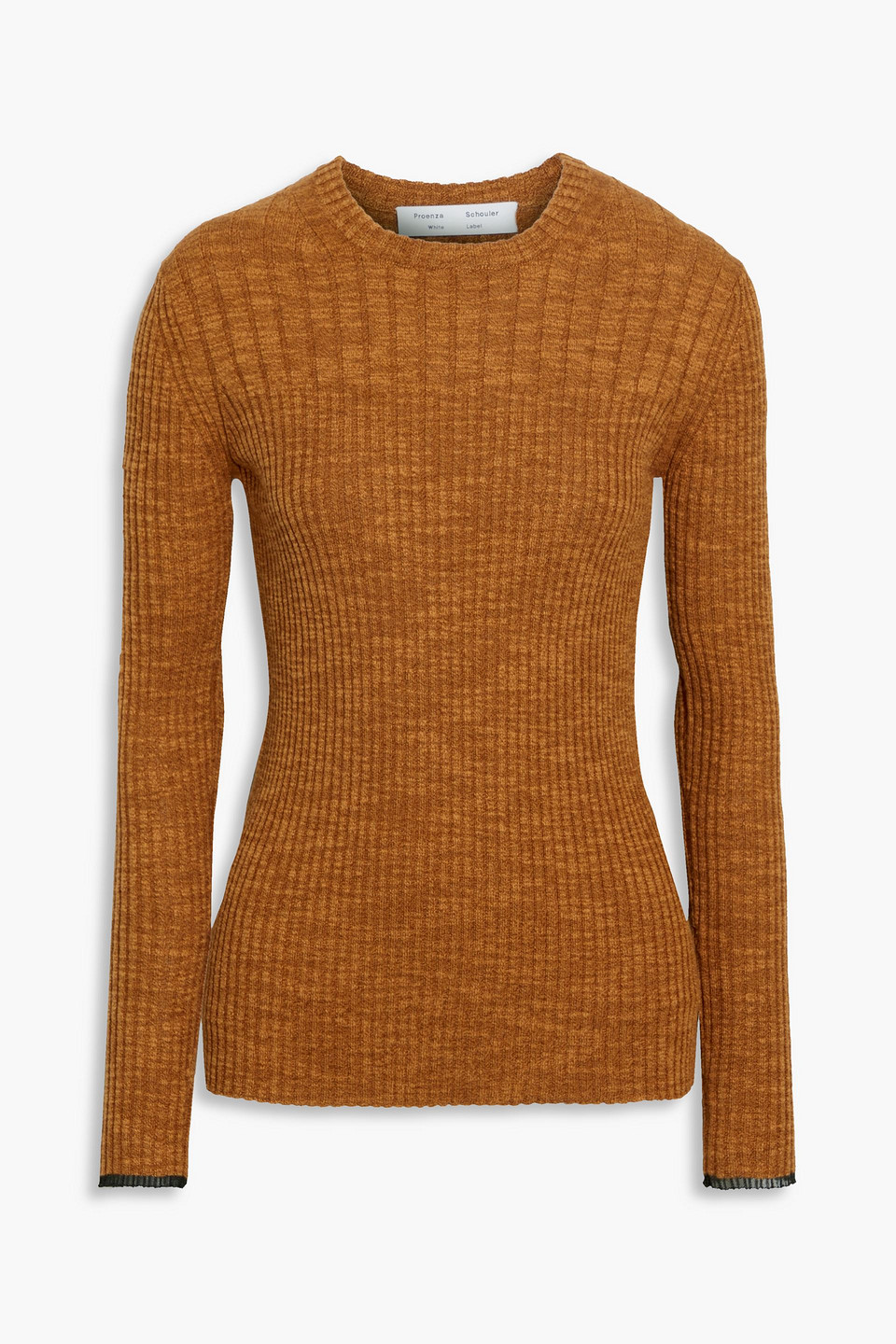 proenza schouler pswl - cutout mélange ribbed cotton-blend sweater - brown - s
