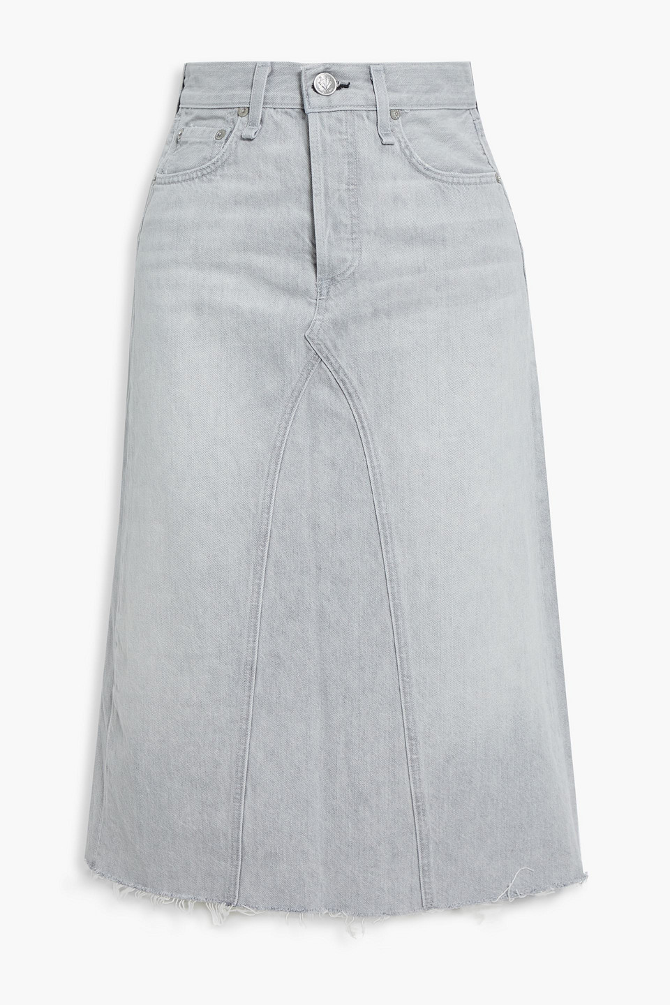 rag & bone - faded denim midi skirt - gray - 24