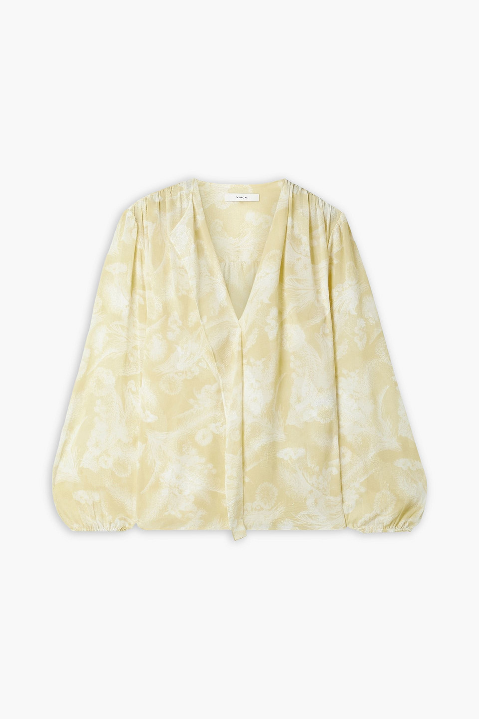 vince. - floral-print jacquard blouse - yellow - l