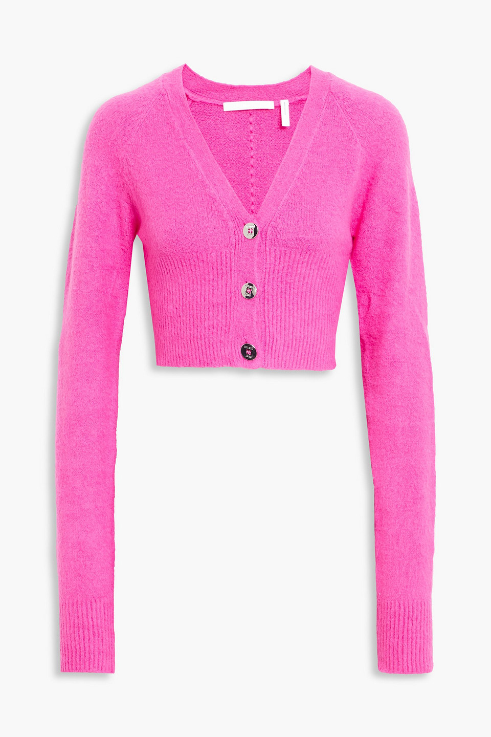 helmut lang - cropped brushed cotton-blend cardigan - pink - s