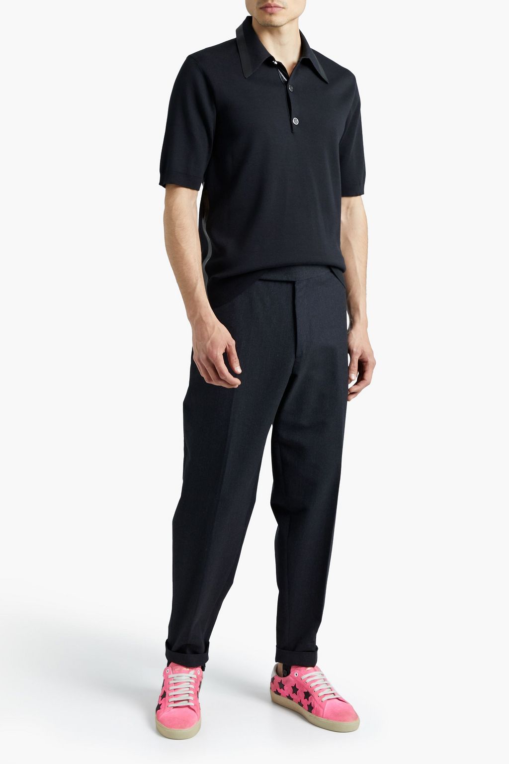 DOLCE & GABBANA Silk and cotton-blend polo shirt