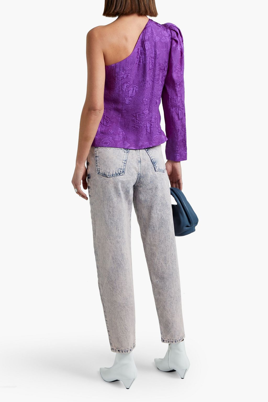 STELLA MCCARTNEY One-sleeve silk-cloqué top