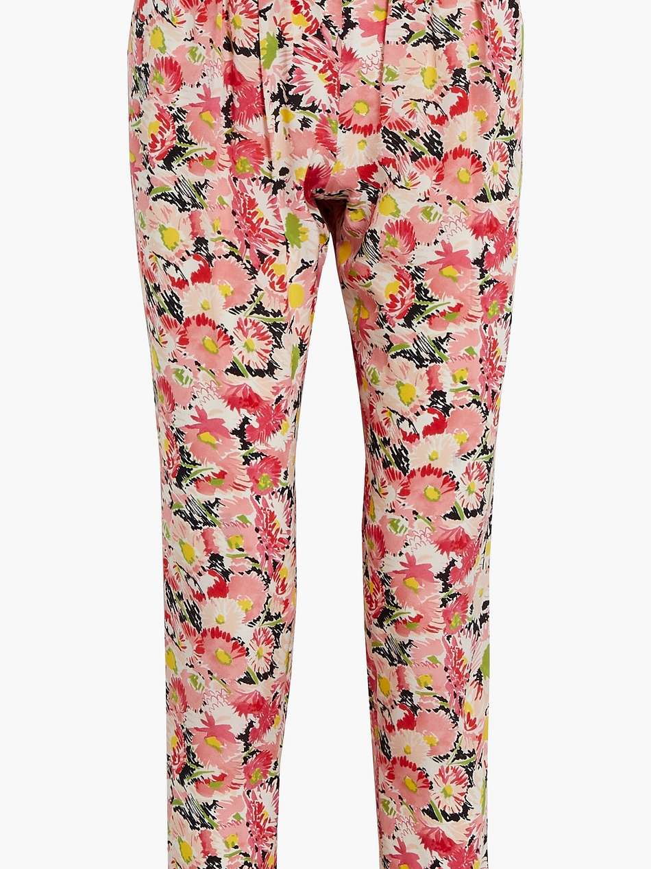 floral-print silk-crepe tapered pants