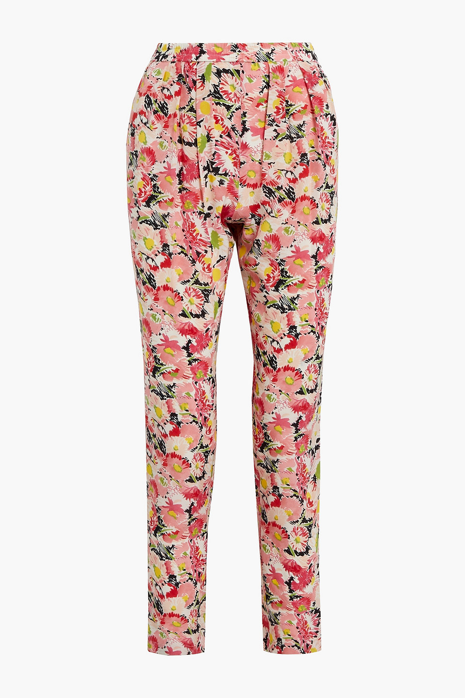 stella mccartney - floral-print silk-crepe tapered pants - pink - it 38