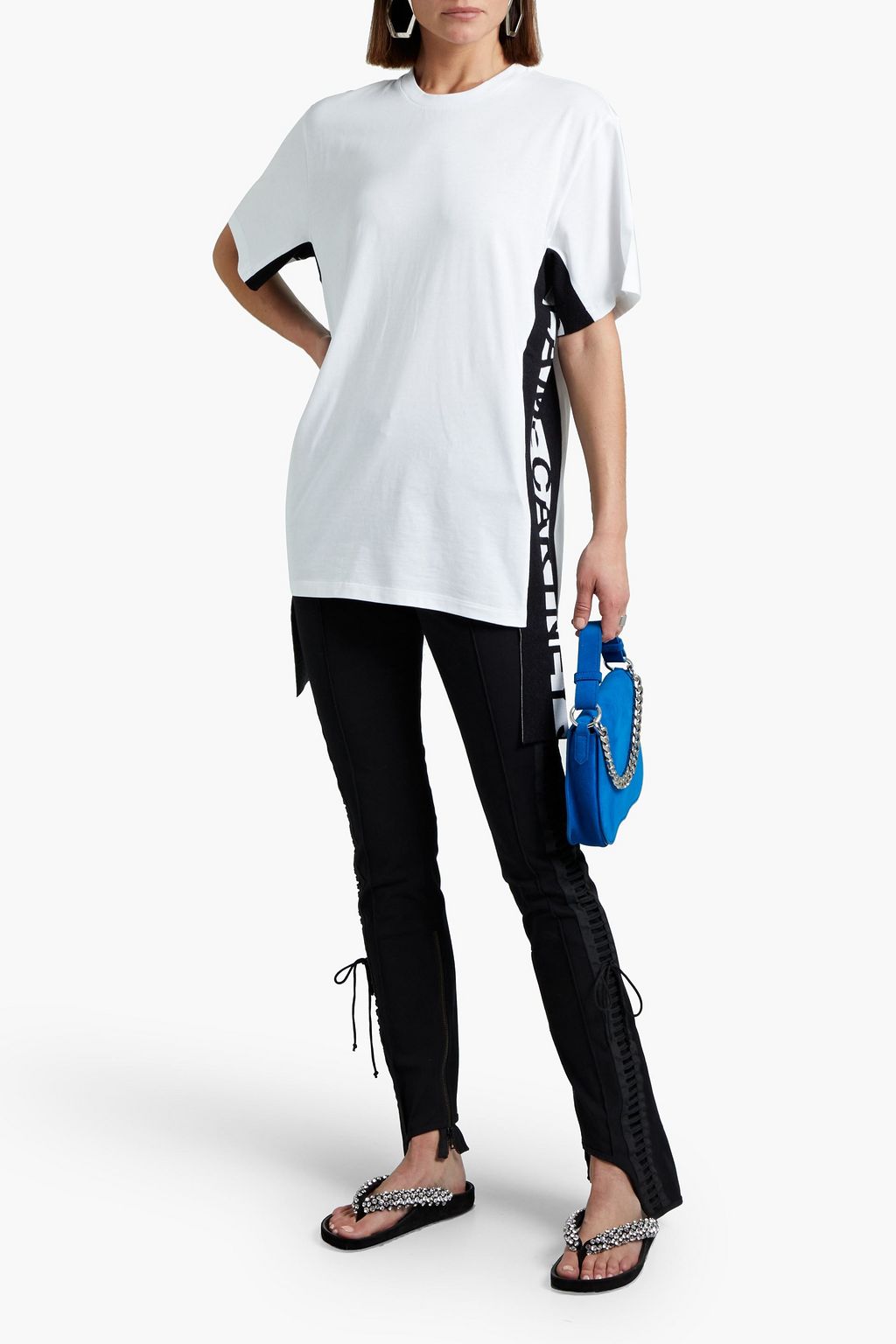 STELLA MCCARTNEY Jacquard-paneled cotton-jersey T-shirt