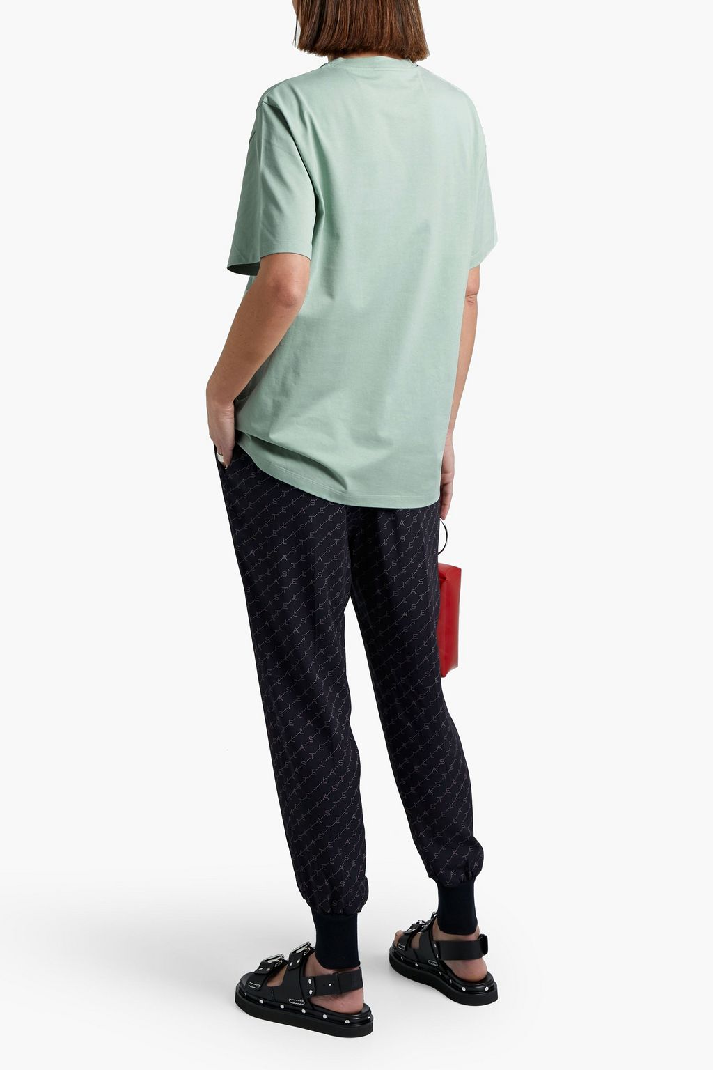 STELLA MCCARTNEY Logo-print crepe de chine track pants