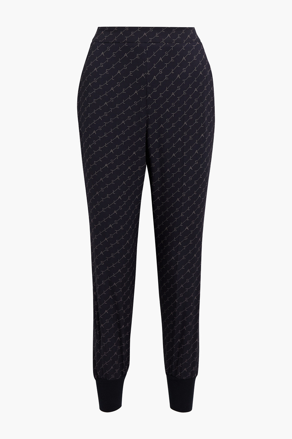 Stella Mccartney Logo-print Crepe De Chine Track Pants In Midnight Blue