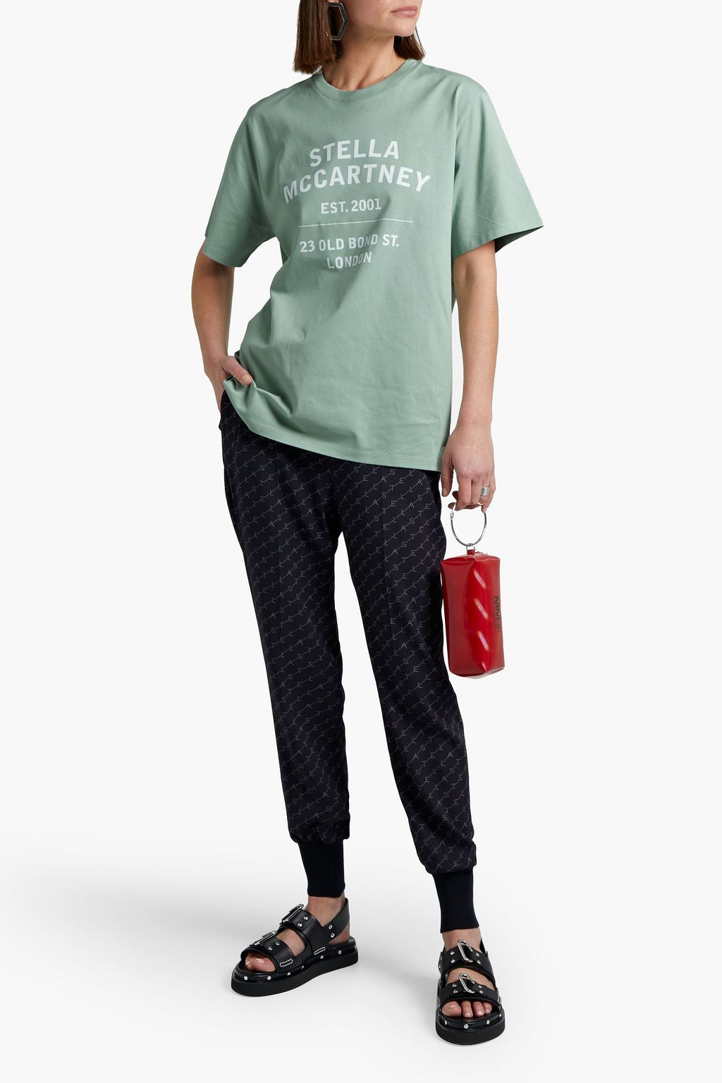 STELLA MCCARTNEY Logo-print crepe de chine track pants