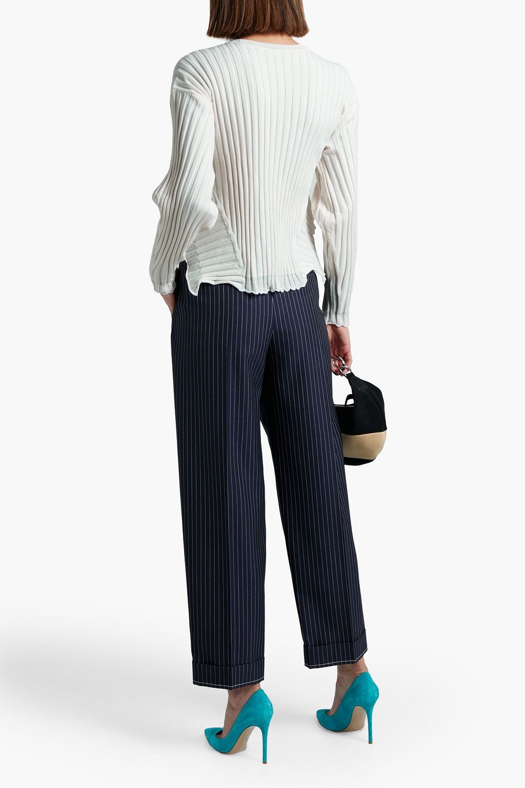 STELLA MCCARTNEY Ruffle-trimmed ribbed wool-blend sweater