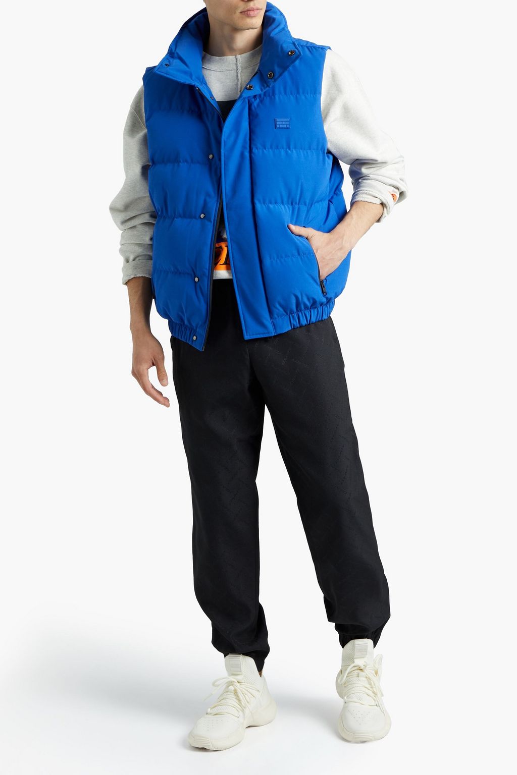 Bright blue Logo-appliquéd quilted shell vest | FRAME | THE OUTNET