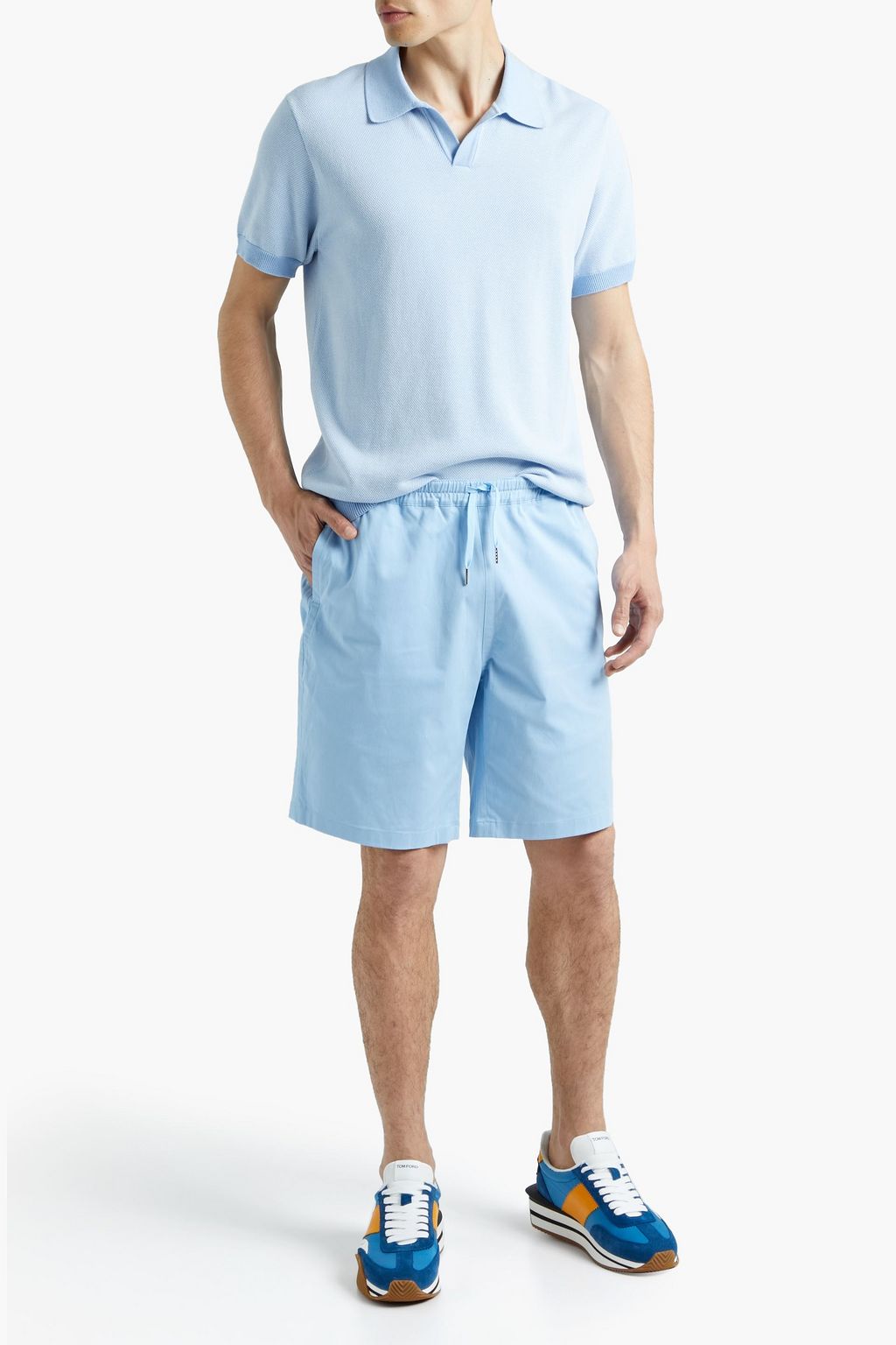 SANDRO Cotton-blend twill shorts