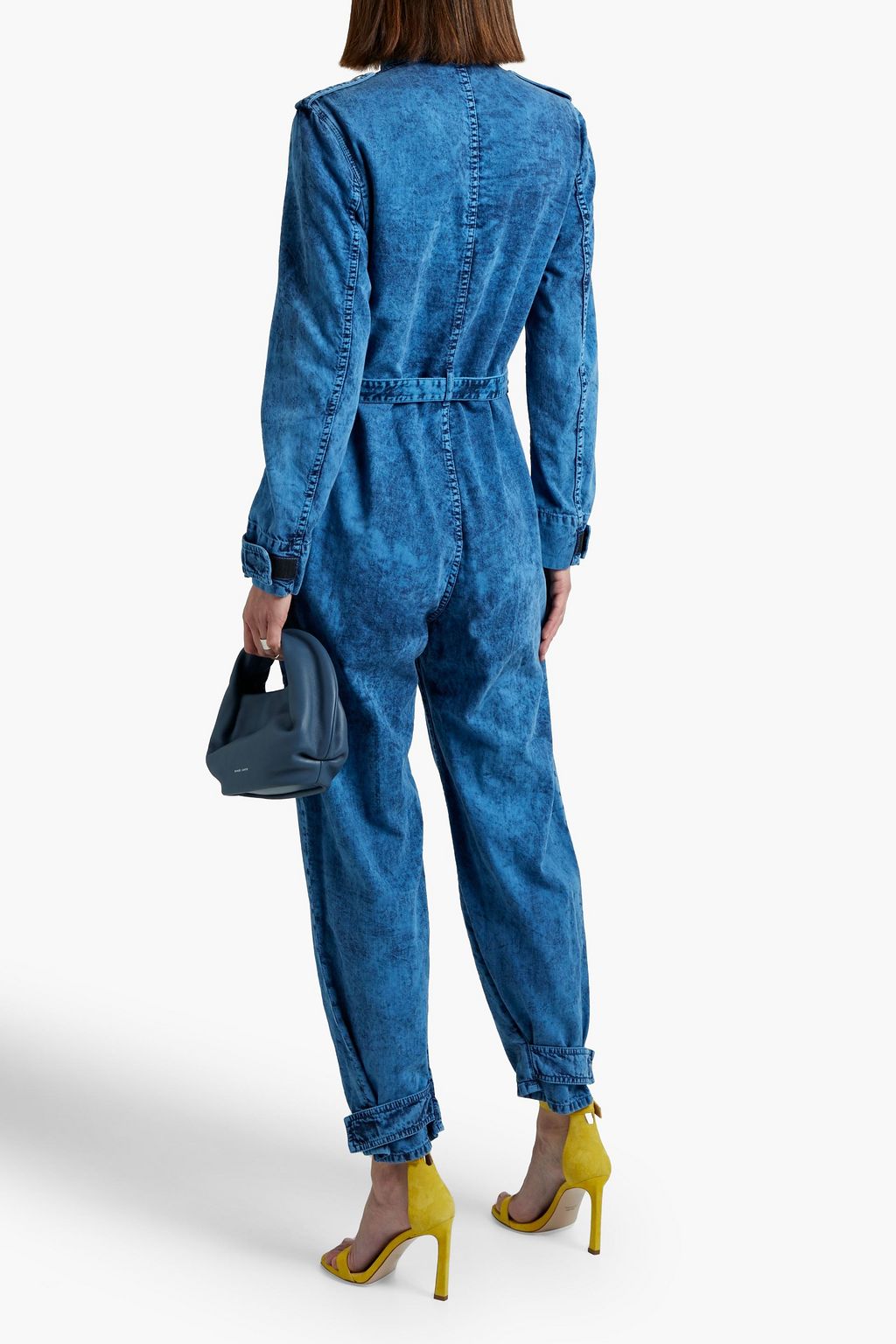 STELLA MCCARTNEY Belted buckle-detailed denim jumpsuit