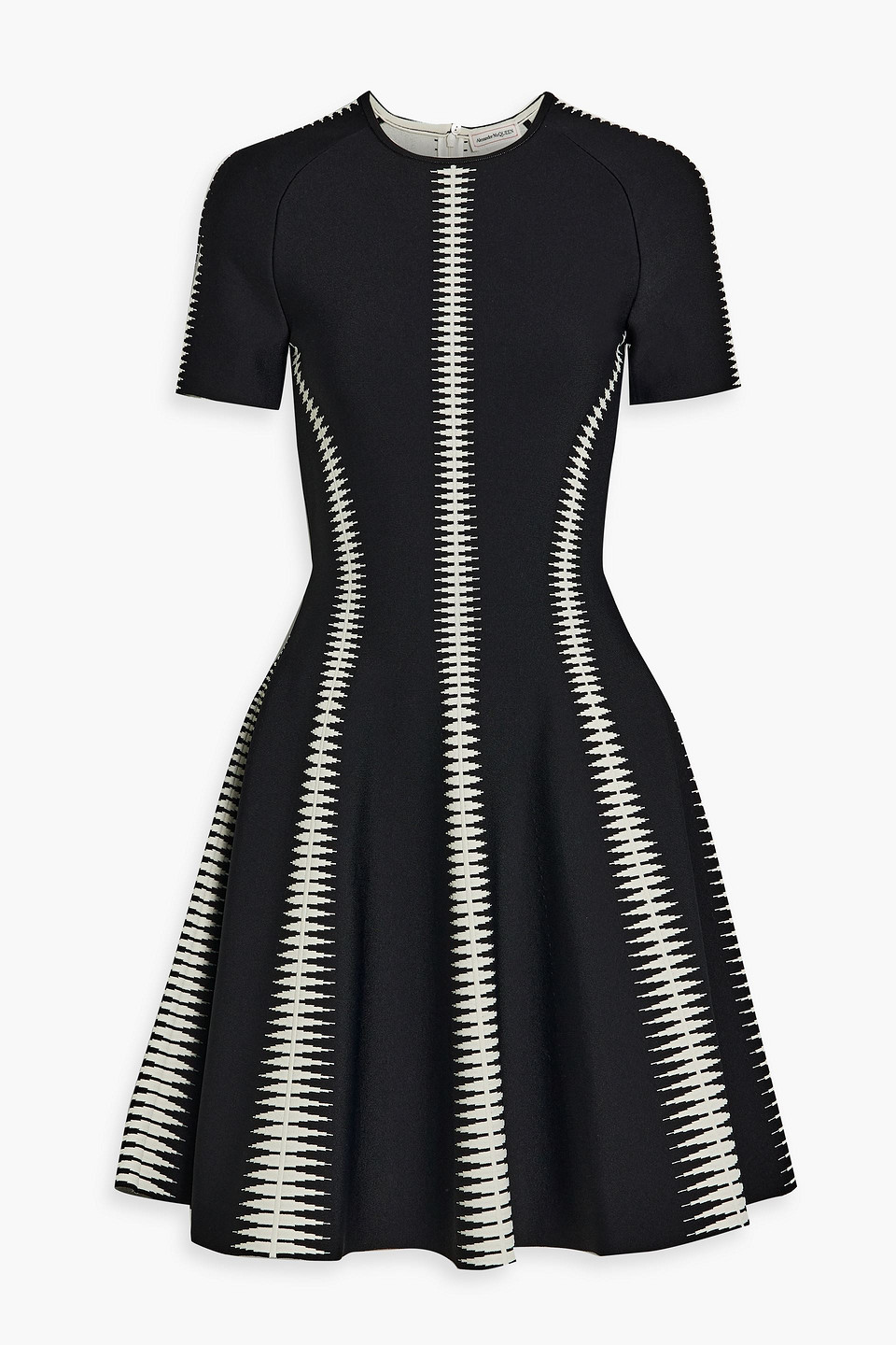 Alexander Mcqueen Spine Jacquard Short-sleeve Dress In Black