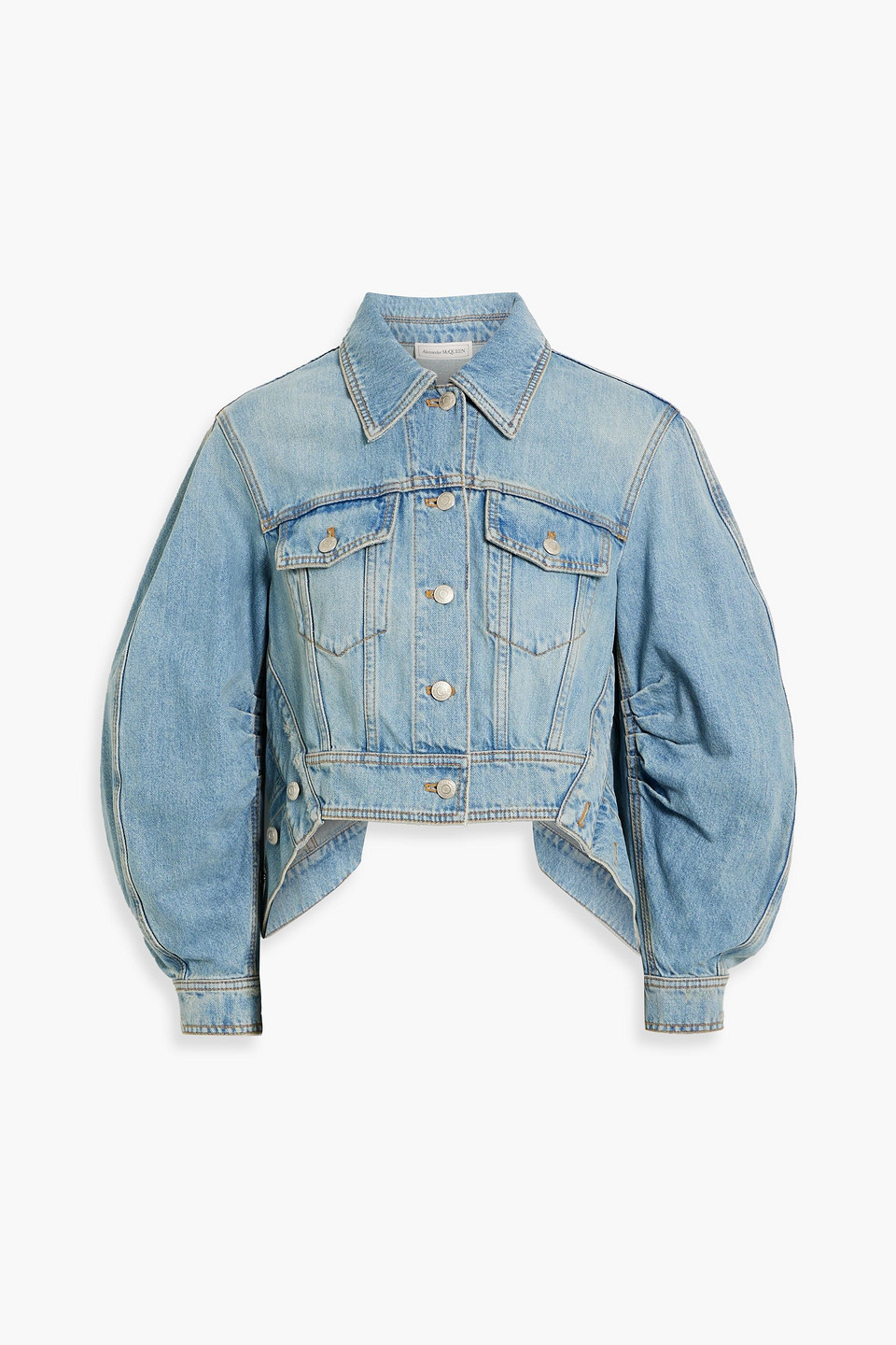Alexander Mcqueen Cropped Denim Jacket In Light Denim