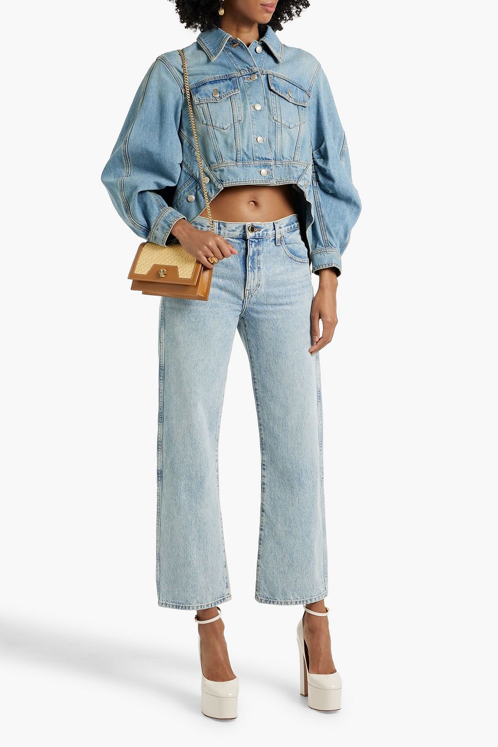 MCQUEEN Cropped denim jacket