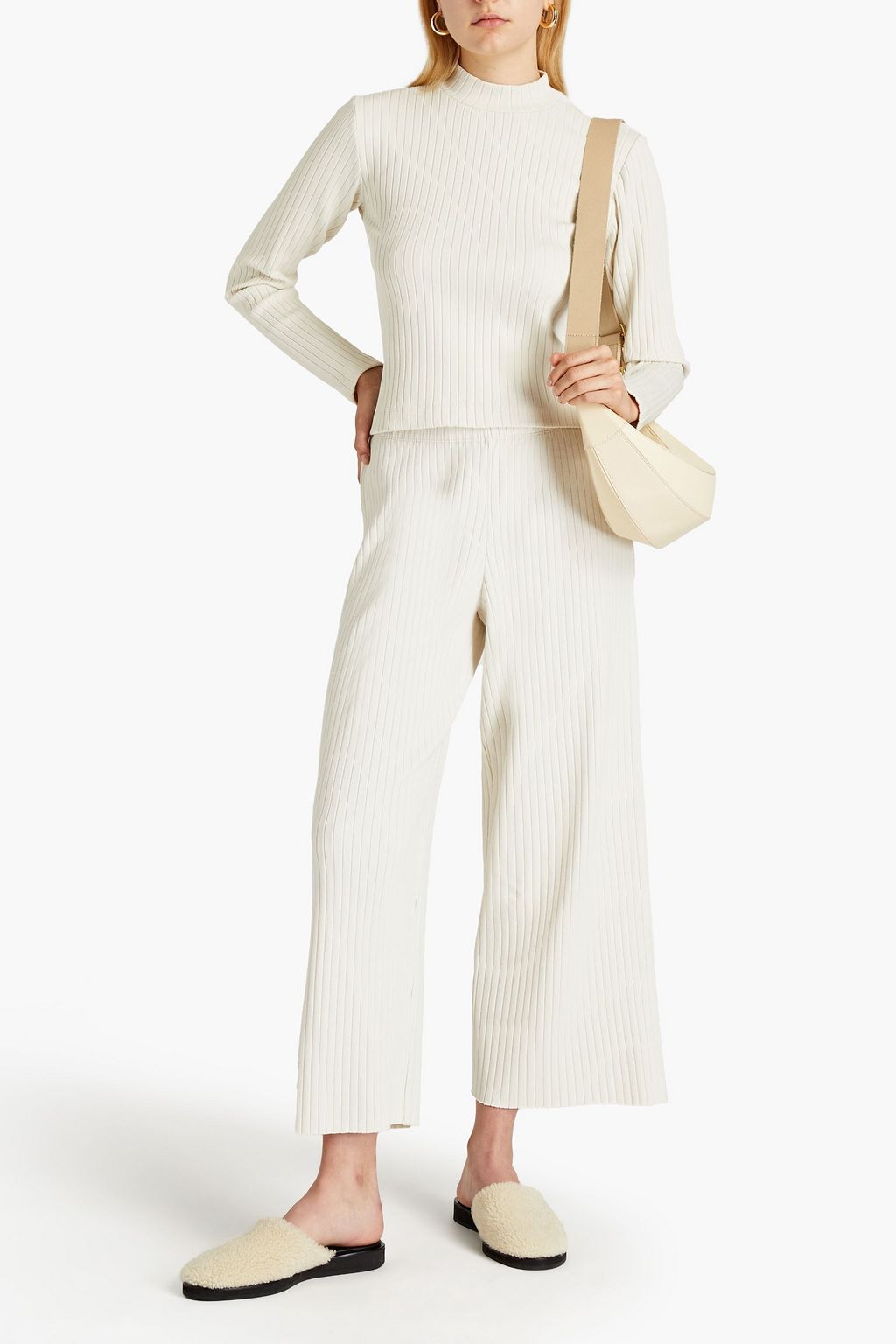 VINCE. Cropped ribbedknit wideleg pants THE