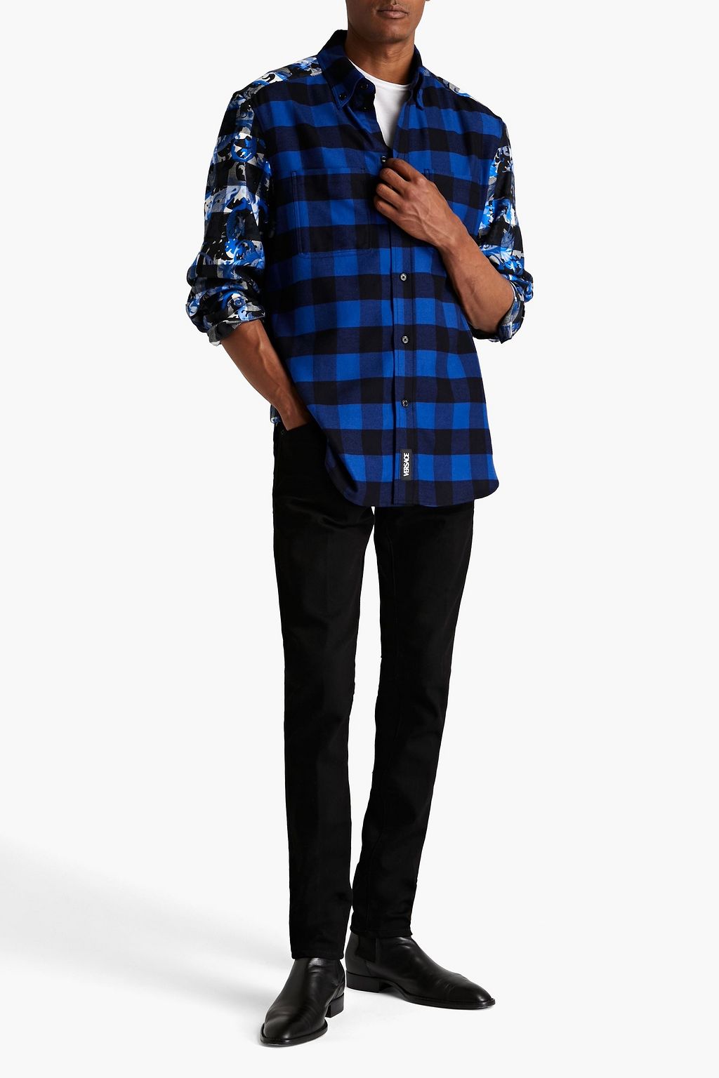 VERSACE Printed cotton-flannel shirt