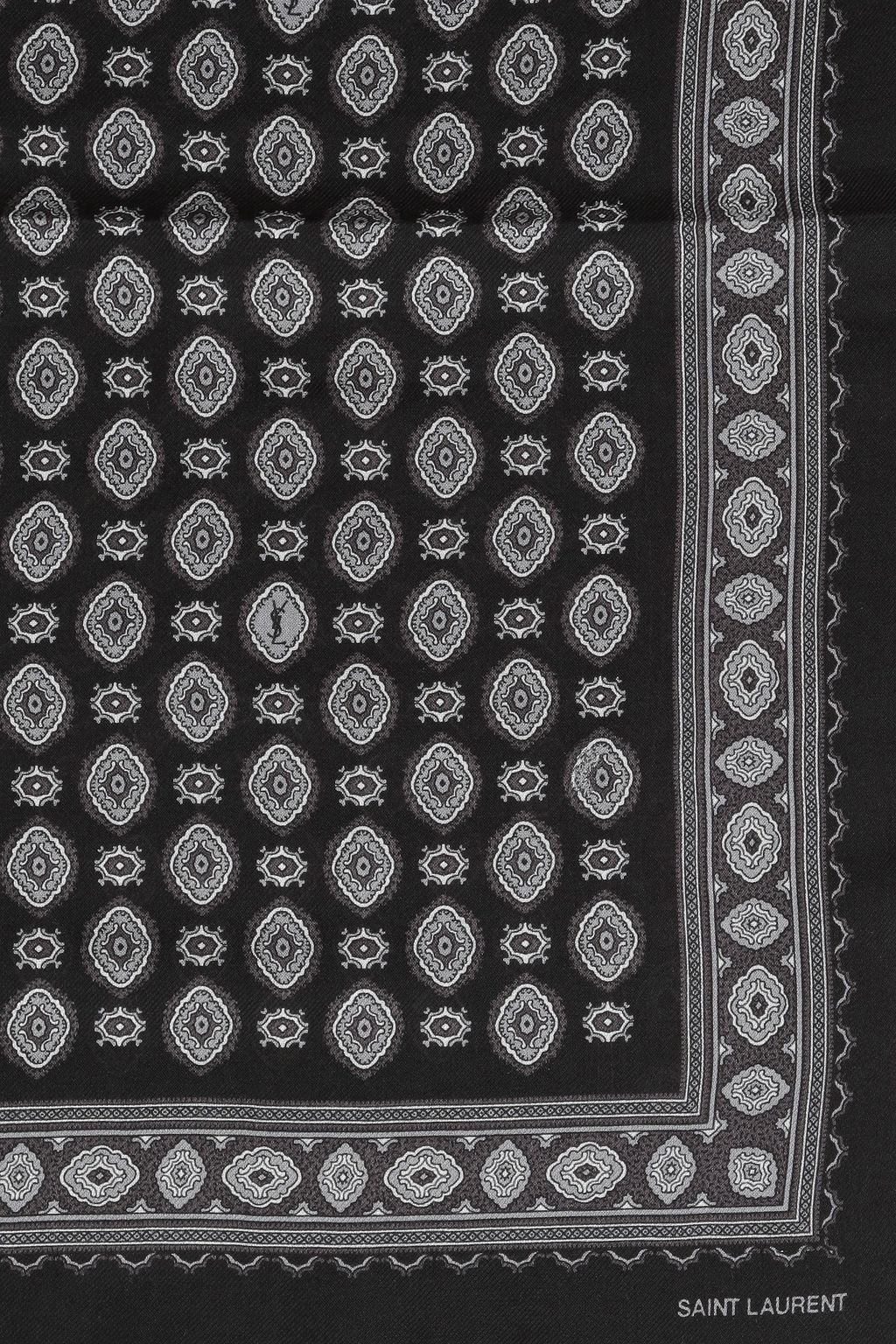SAINT LAURENT Printed cashmere and silk-blend twill scarf
