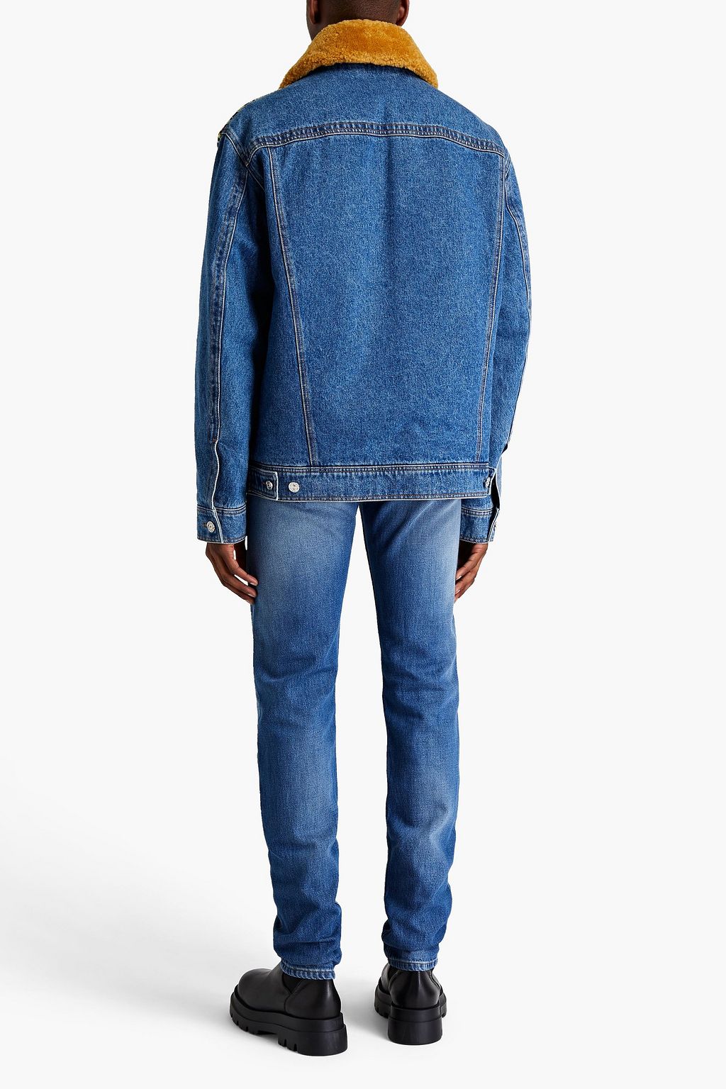 VERSACE Jeansjacke aus Jacquard mit Strickeinsätzen
