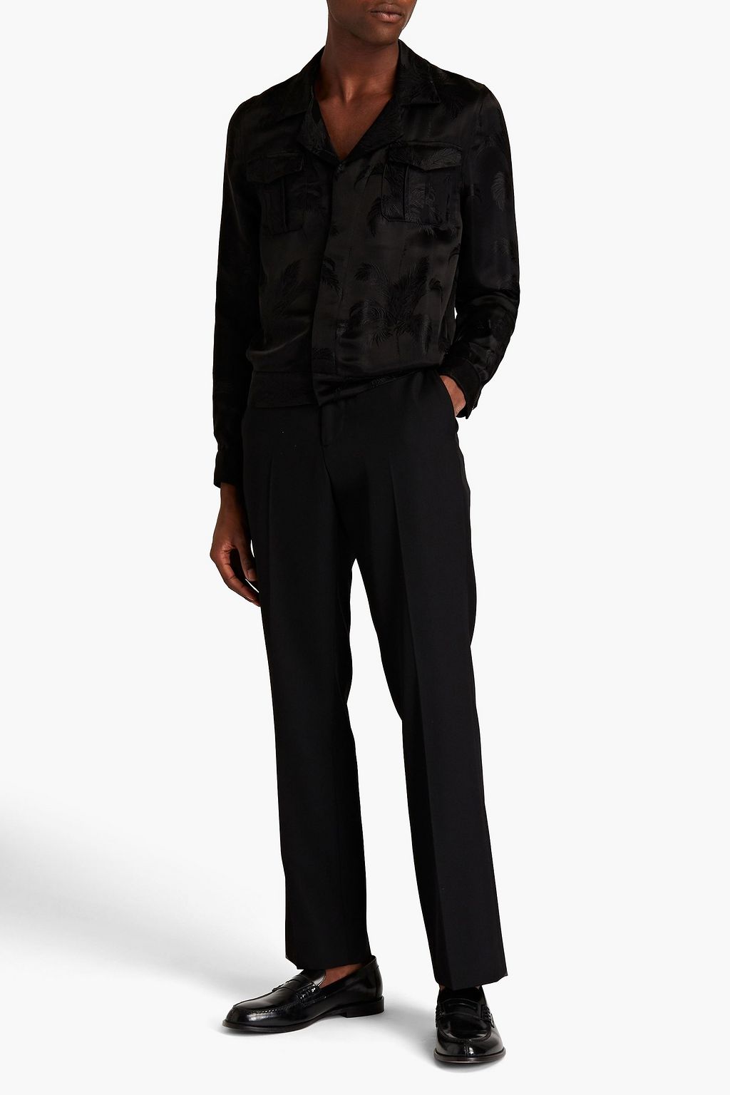 SAINT LAURENT Floral-jacquard jacket