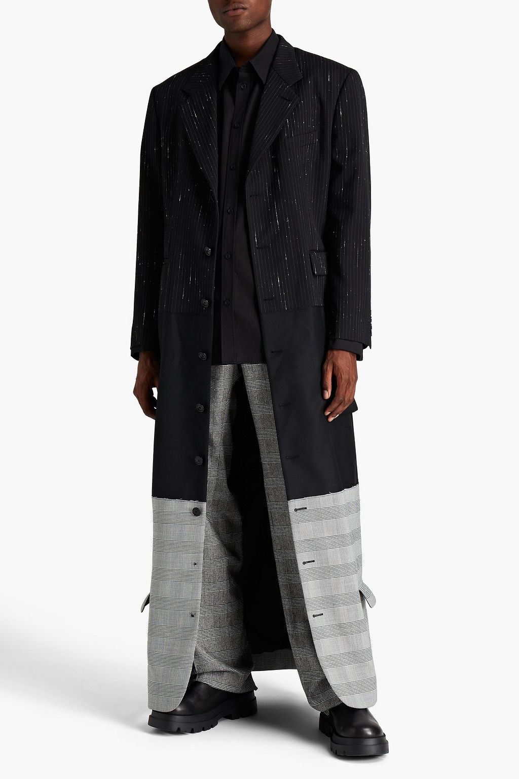VETEMENTS Paneled pinstriped wool-blend twill coat