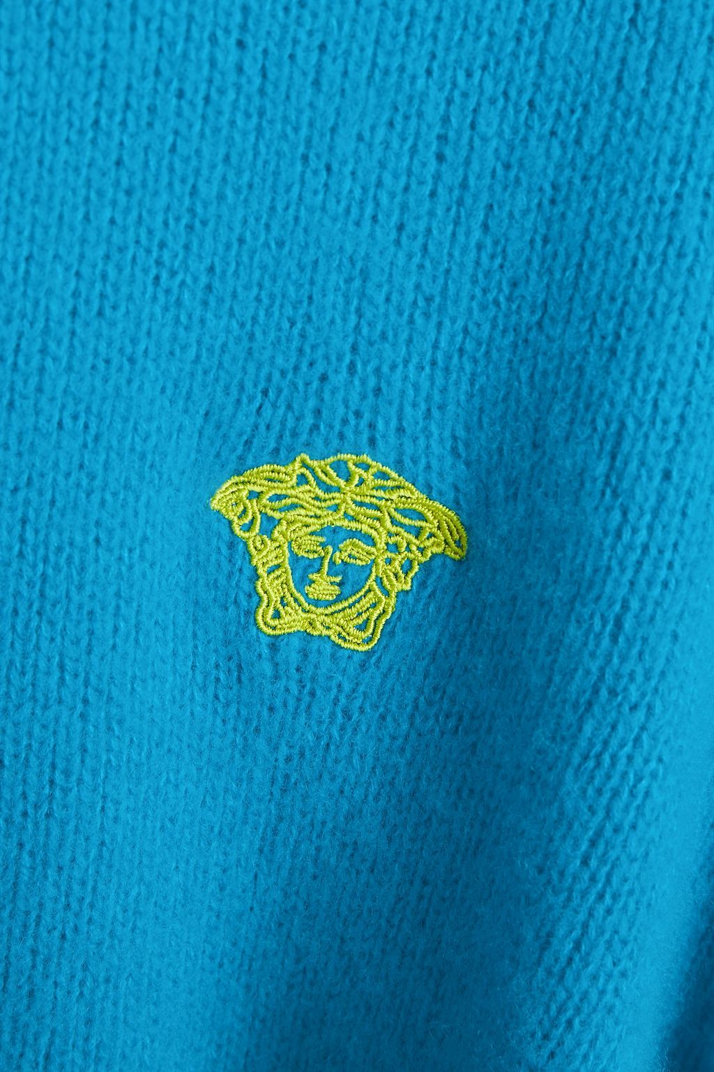 VERSACE Embroidered wool, silk, and cashmere-blend sweater