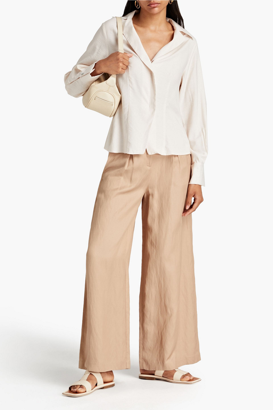 Vince Slub Woven Blouse In Neutrals