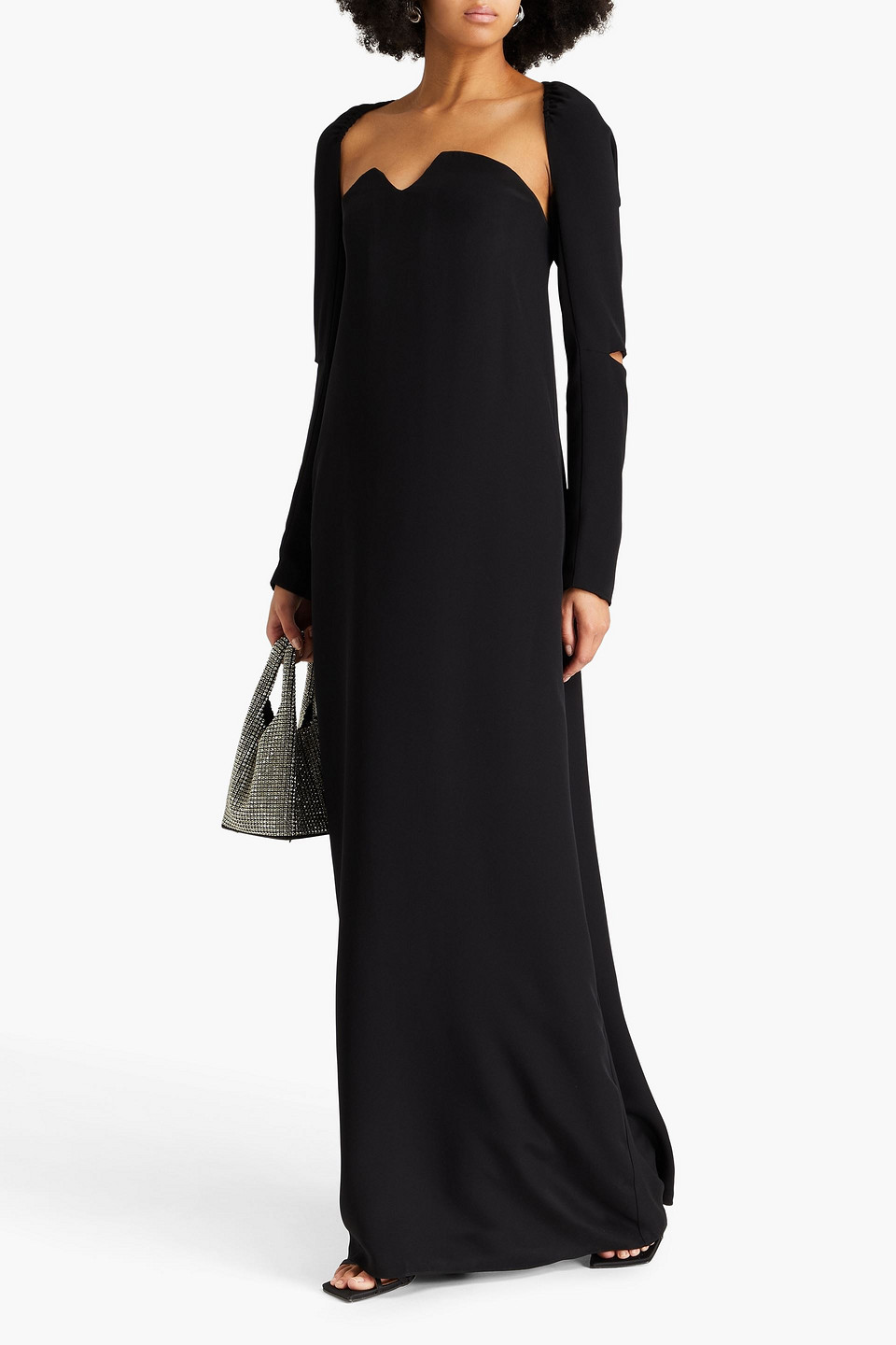 Tibi Strapless Silk-crepe Maxi Dress In Black