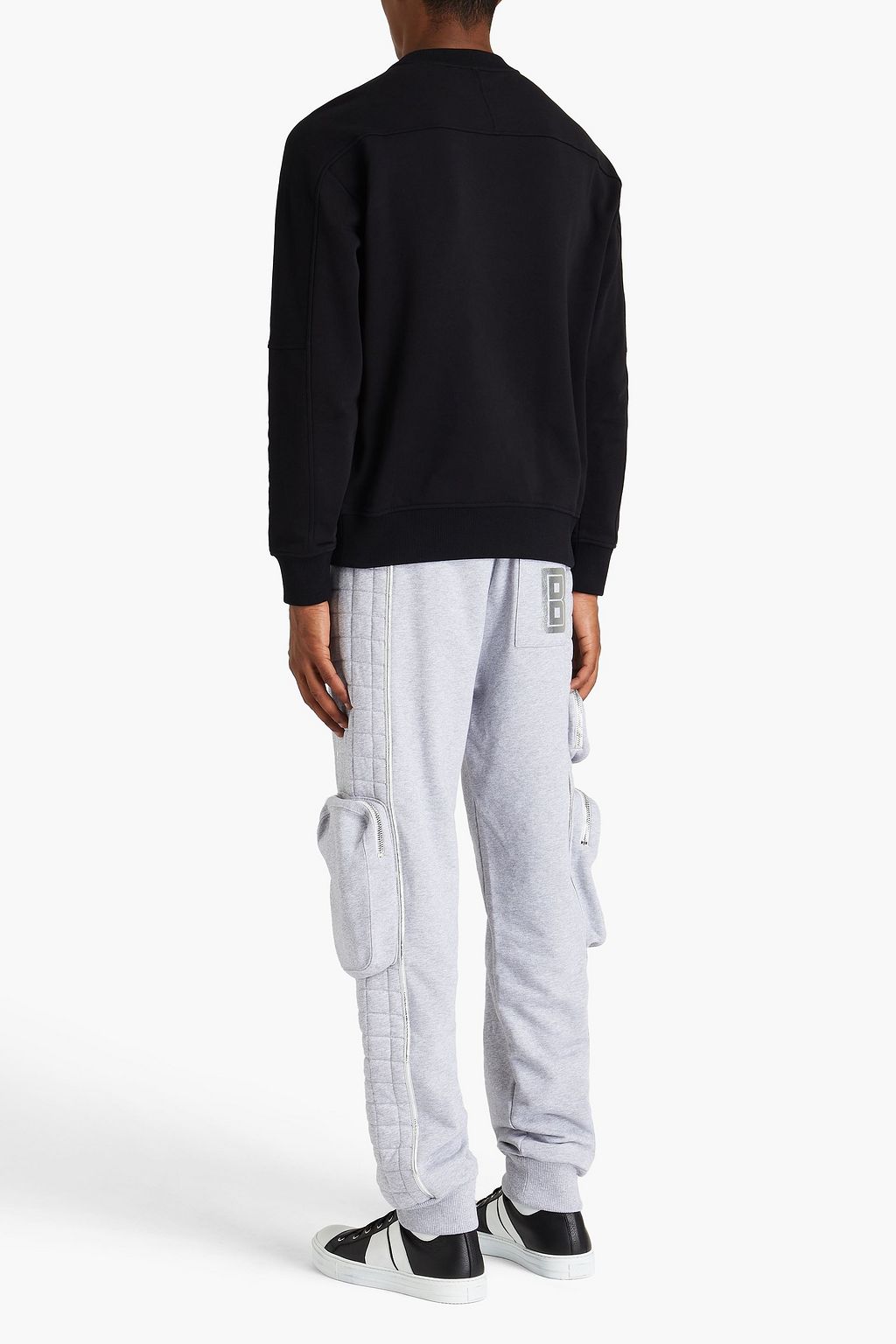 BALMAIN Quilted mélange French cotton-terry sweatpants