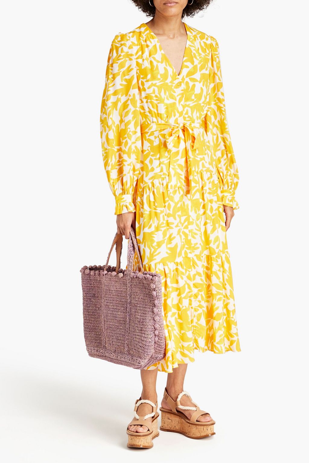 REBECCA VALLANCE Gathered floral-print silk midi dress