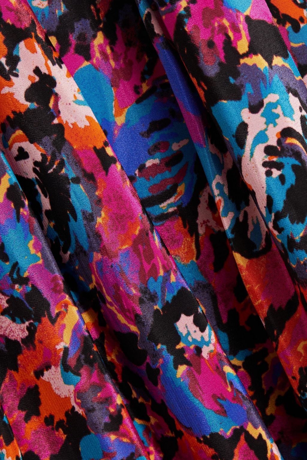 REBECCA VALLANCE Pleated printed crepe de chine midi dress