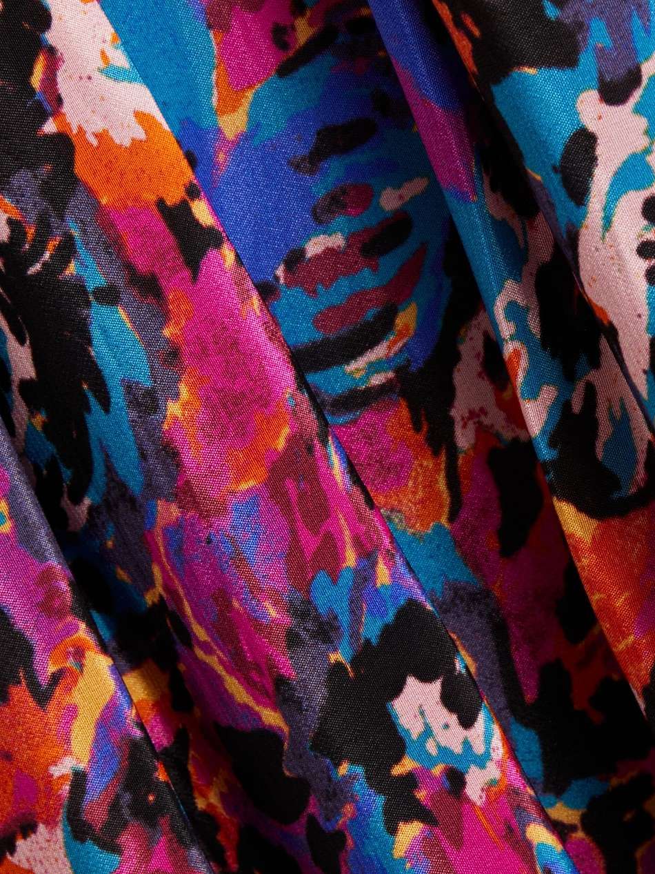 pleated printed crepe de chine midi dress