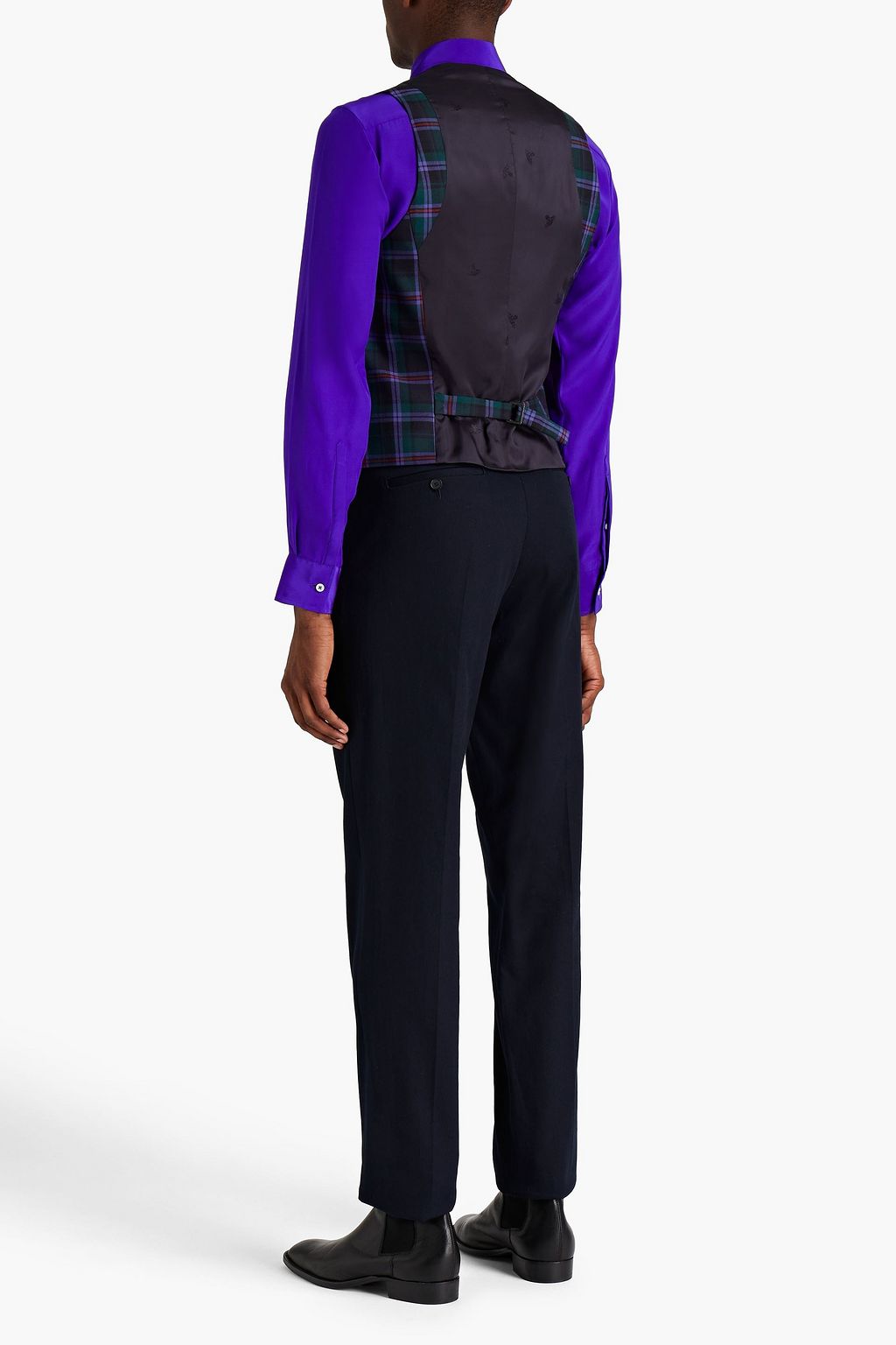 VIVIENNE WESTWOOD Checked wool-crepe paneled satin-jacquard vest