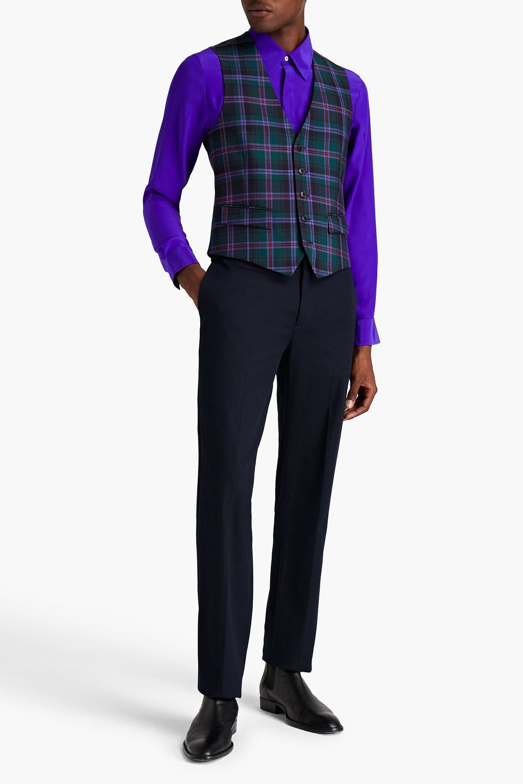VIVIENNE WESTWOOD Checked wool-crepe paneled satin-jacquard vest