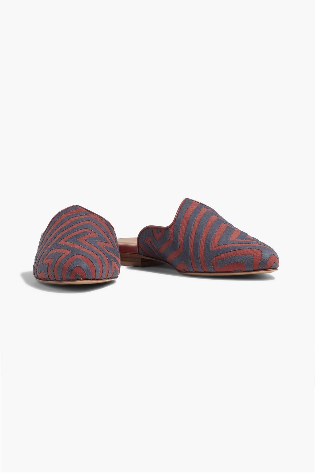 LE MONDE BERYL Two-tone satin-twill and knitted mules
