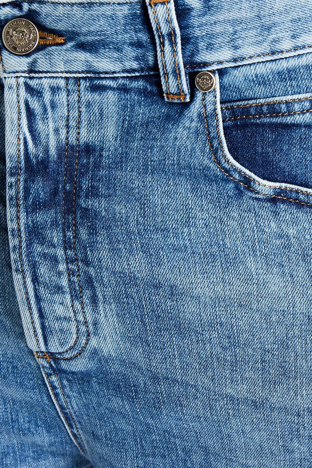BALMAIN Tapered faded denim jeans
