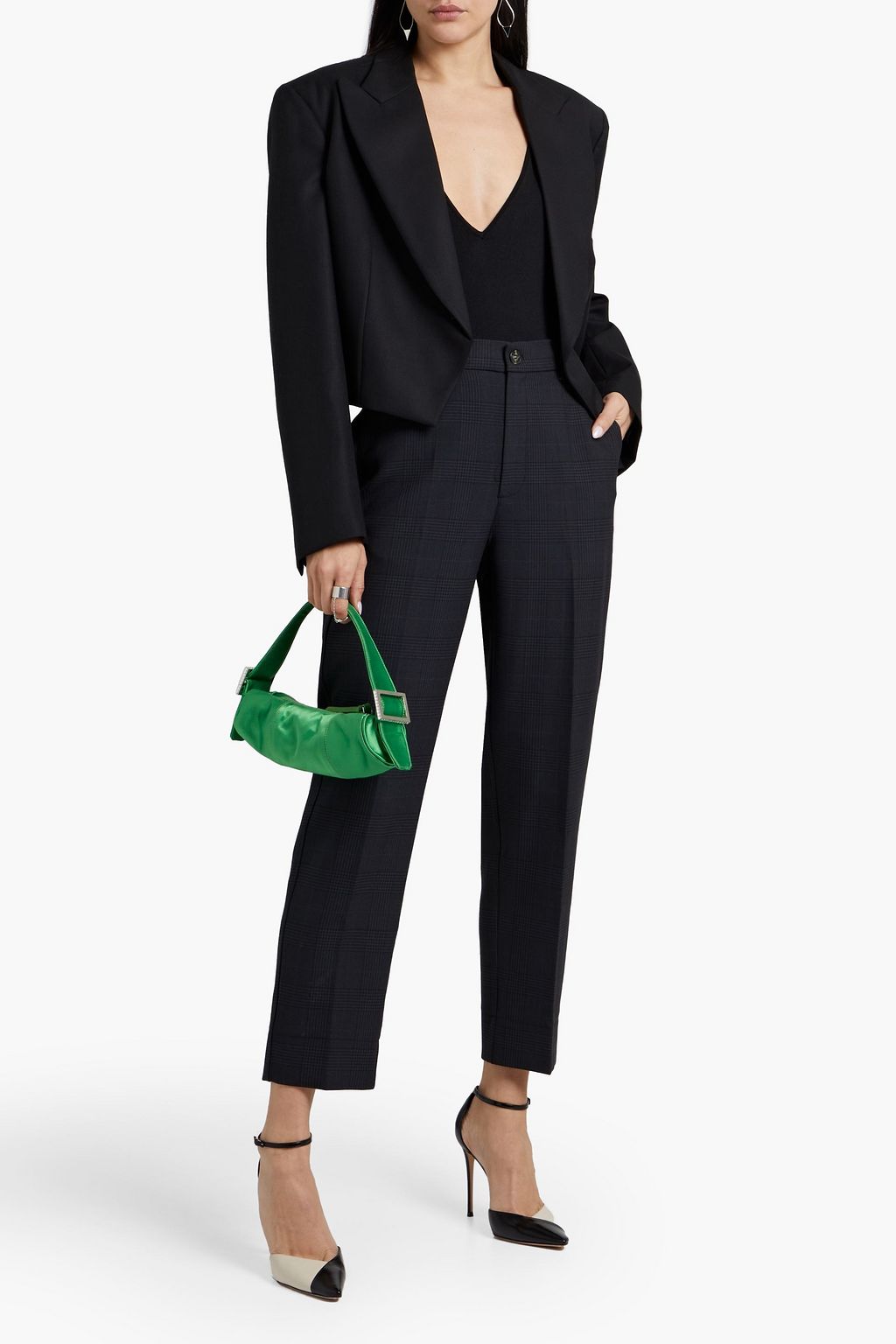 STELLA MCCARTNEY Adley cropped grain de poudre wool blazer