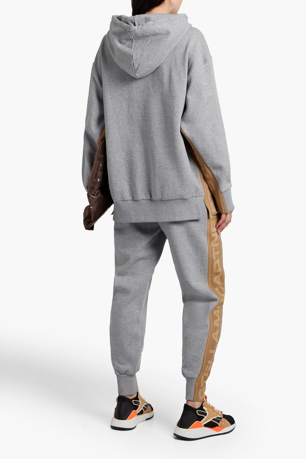 STELLA MCCARTNEY Monogram-trimmed mélange cotton-fleece track pants