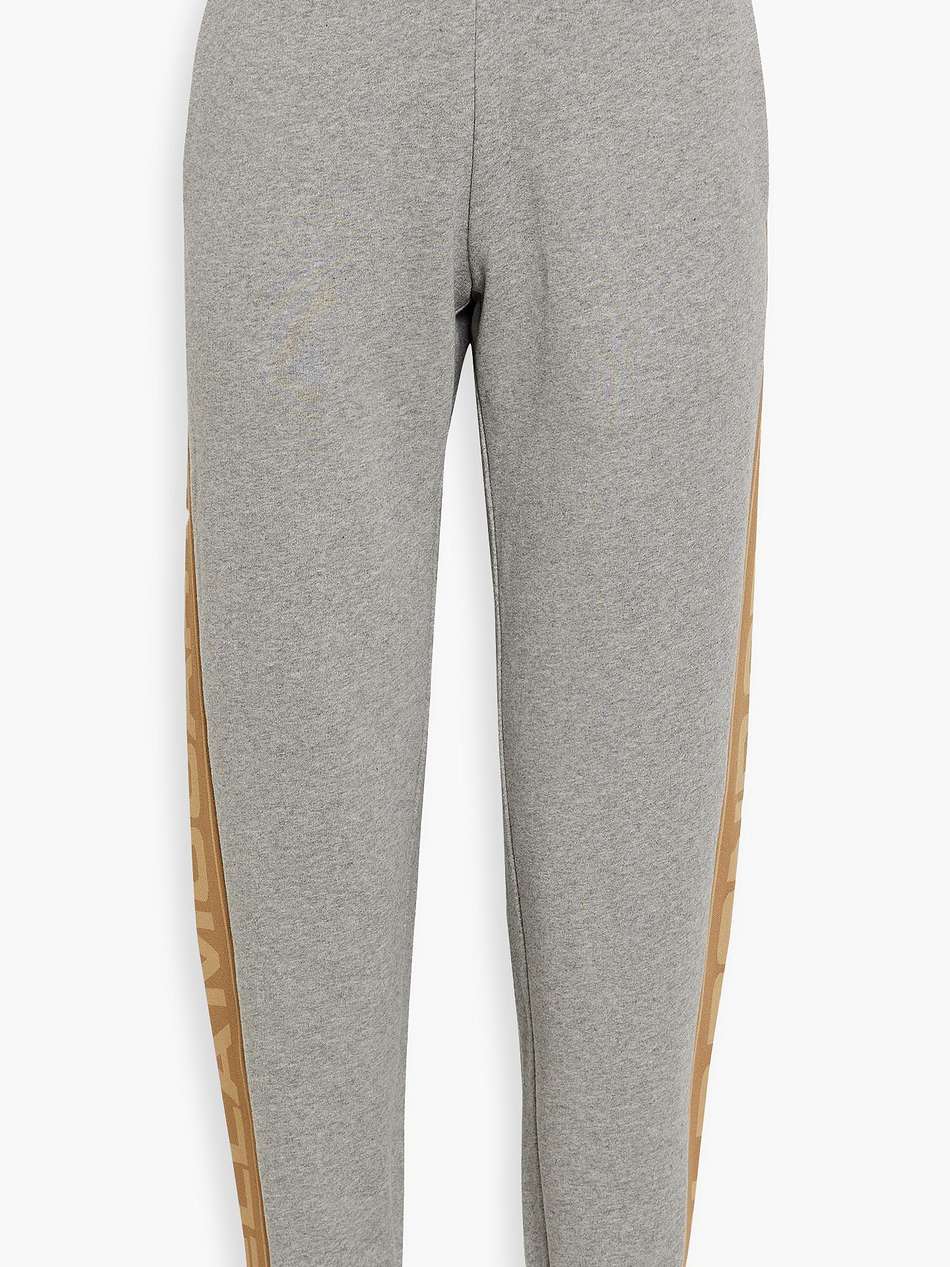 monogram-trimmed mélange cotton-fleece track pants