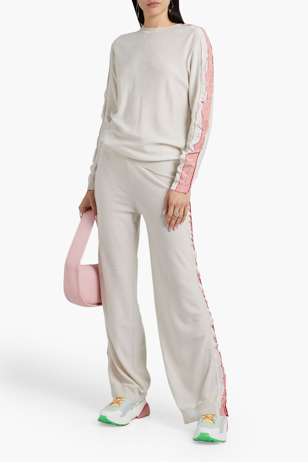 STELLA MCCARTNEY Crepe-trimmed wool track pants
