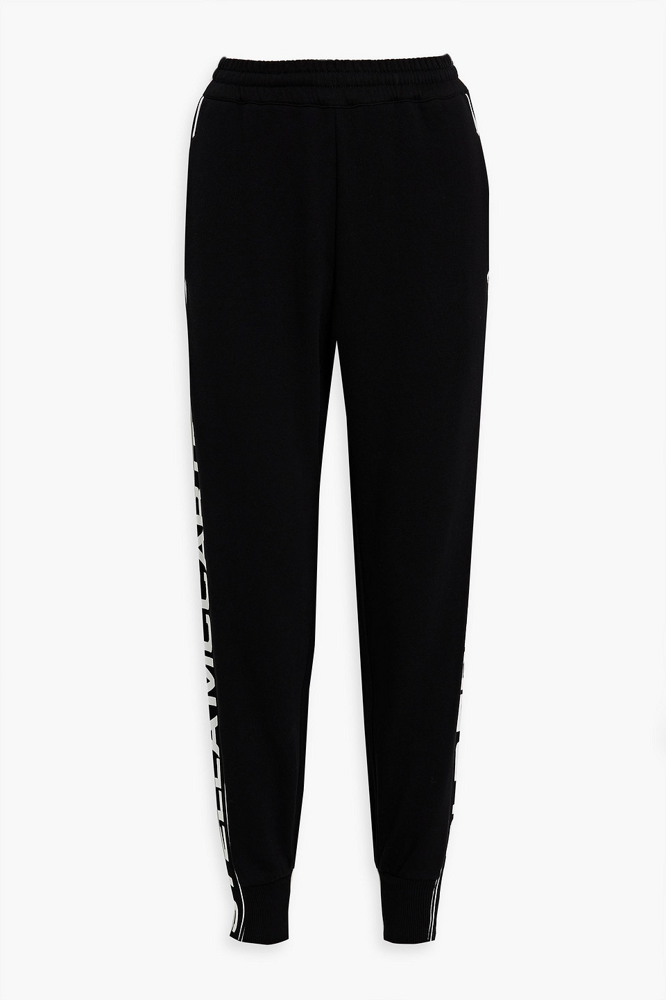 Stella Mccartney Jacquard-trimmed Cotton-fleece Track Pants In Black