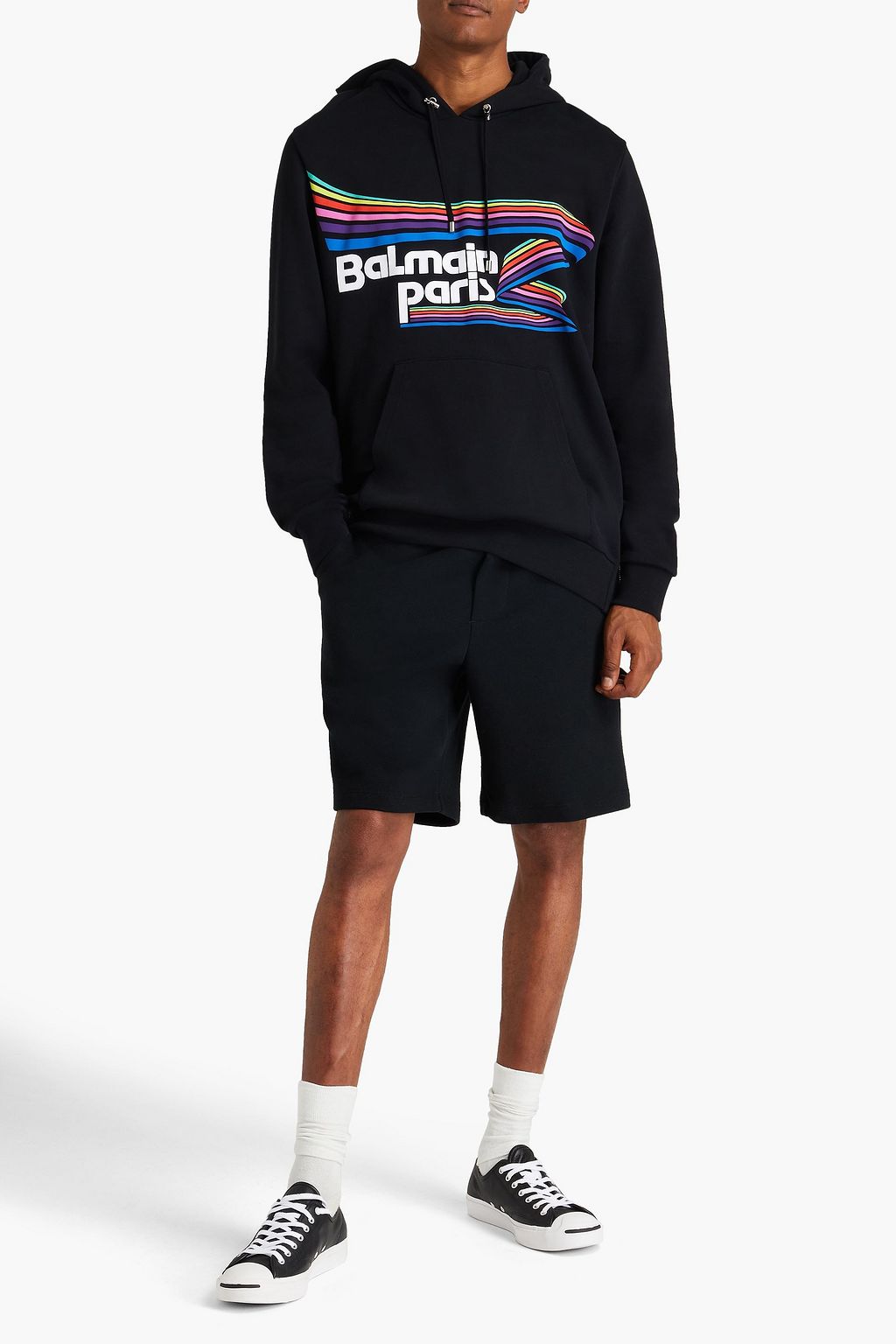 BALMAIN Printed French cotton-terry hoodie